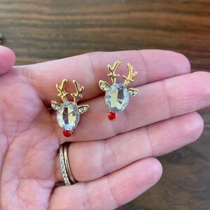 Gold Reindeer Stud Earrings